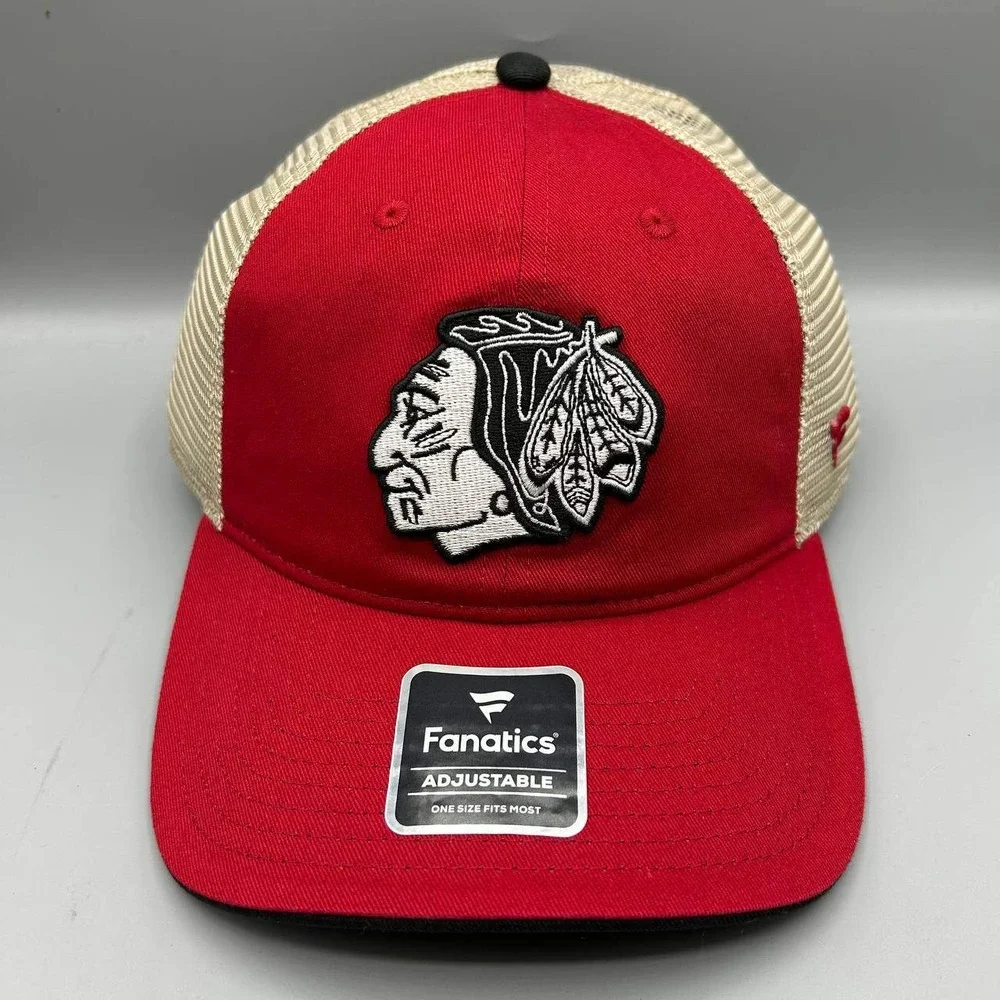 Chicago Blackhawks Trucker Hat Men Red NHL Fanatics Snap Back Cap Cotton New